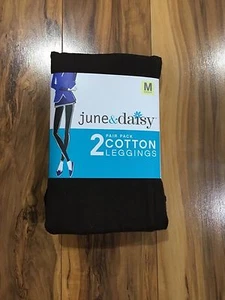 Leggings da donna nuovi con etichette 2 giugno e margherita cotone taglia media neri/espresso #540G - Foto 1 di 2