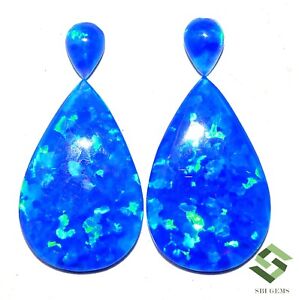 Synthetic Opal Pear Cabochon 2 Pair 23x14 mm & 7x5 mm For Earrings Loose Gems