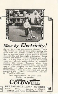 Coldwell Electric mowers 1927 printed ad black and white 5 intelligence 5 x 3 - Picture 1 of 5