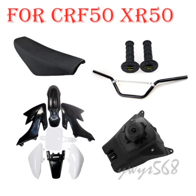 BLACK Plastics Kit Tank Seat Handle Bar Grips for Trail CRF50 XR50 Dirt Pit Bike - Image 1 of 4