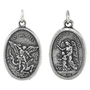 Sterlingsilber st Michael Der Erzengel & Schutzengel Medaille Anhänger/Charm - Bild 1 von 1