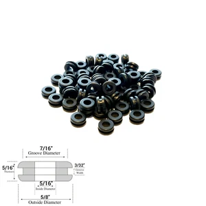 Paquete de 50 bujes de ojal de goma, identificación de 5/16", ranura de 3/32", se adapta a orificios de 7/16" - Imagen 1 de 2