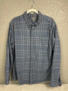 Eddie Bauer Classic Fit Flannel Shirt Large Tall Blue Plaid Long Sleeve - Imagen 1 de 10