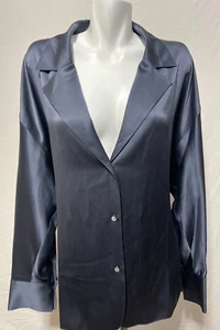 Vince Women's Tie Back Grey Pj Blouse Silk XXXL 3X 3XL New NWT Plus Size - Picture 1 of 7