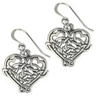 Sterling Silver Celtic Love Knot Heart Earrings   Irish Knotwork Romatic Jewelry
