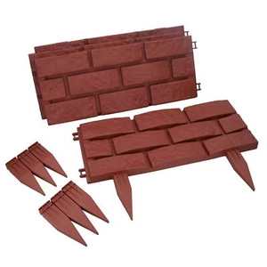 Brick Terracotta Effect Garden Lawn Edging Border Bordering Separator Plastic - Picture 1 of 31