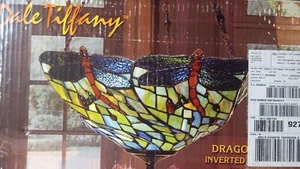 Rare NIB Dale Tiffany Dragonfly Flurry Inverted Hanging Light Fixture 19x25" - Picture 1 of 4