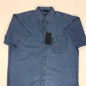 Neu Rivers End Herren großes Shirt blau Denim kurzärmelig Kragen geknöpft lässig - Bild 1 von 9