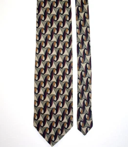 Corbata Policy Para Hombre Verde Oliva Rojo Oscuro Beige Amarillo Estampado Onda Remolino 57x 3.75" - Imagen 1 de 3