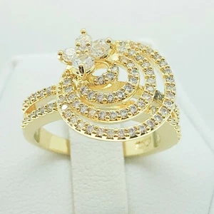 R7240 Damen Modeschmuck Weißgold vergoldet CZ Cluster Cocktail Ring  - Bild 1 von 8