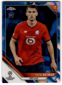 2021 Topps Chrome UEFA Champions League Sapphire Sven Botman Rookie #9 LOSC - Picture 1 of 2