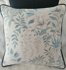 18“ Cushion Cover Laura Ashley Parterre Seasprey Fabric Linen Cotton Blue Flower