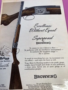 1959 BROWNING RIFLE LAMINATED AD "EXCELLENCE WITHOUT EQUAL" SUPERPOSED SHOTGUN - Imagen 1 de 1