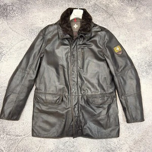 Strellson Mens Leather Jacket With Wool Liner Black 54 size - Picture 1 of 12