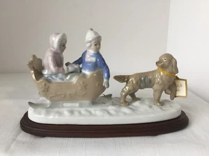 VINTAGE PAUL SEBASTIAN SLEIGH RIDE FINE PORCELAIN HANDCRAFTED FIGURINE EXCEL CON - Picture 1 of 12