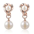 18k Rose Gold Plated Pearl Crystal Stud Earrings