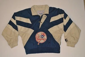 Genuine Merchandise Yankees Vtg 90's Sz S Youth Boys Blue/Tan Pullover Windbreak - Picture 1 of 12
