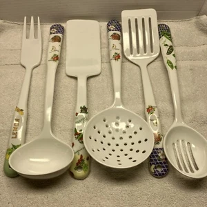 6 Piece Melamine Ware Utensils Set Harvest Fruit Apples,Lemon,Raspberry - Picture 1 of 13