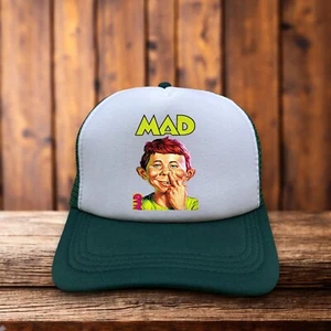 Gorra de béisbol Alfred E. Neuman Mad Magazine para hombre sombrero de camionero verde con logotipo vintage - Imagen 1 de 6