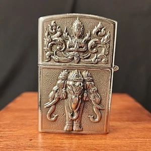 SIAM STERLING SILVER LIGHTER VINTAGE SHIVA ELEPHANT - WORKS - Picture 1 of 11