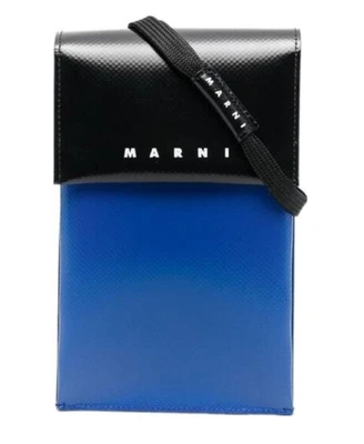 NUEVO CON ETIQUETAS NUEVO Bolsa para teléfono con tiras de dos tonos impresa con logotipo Marni en cuero sintético Foto 1 de 4