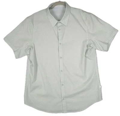 Lululemon Airing Easy Short Sleeve Button-Up Shirt Mens XL Light Green Geometric - Image 1 of 4
