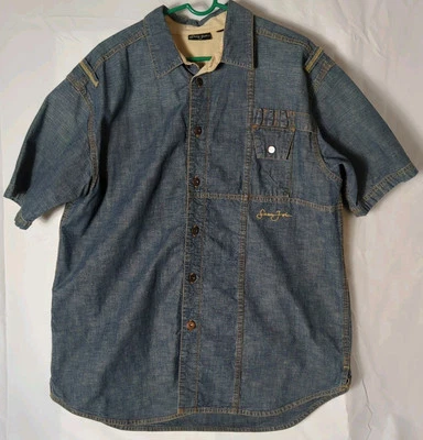 Sean John Vintage 90's Y2K Men's Denim Embroidered Loose Fit Button Shirt. XL-2X - Image 1 of 4