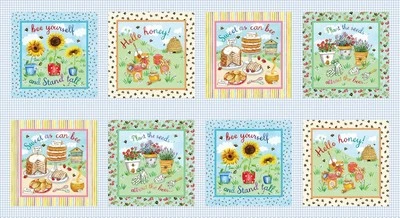 Michael Miller Meant To Bee Floral Cake Honey Sunflower Panel 100% Cotton Fabric - Image 1 of 4