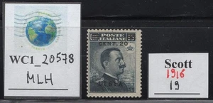 WC1_20578. ITALIAN COLONIES:LIBIA. 1916 15 cent. stamp. Sc. 19. MLH - Picture 1 of 1