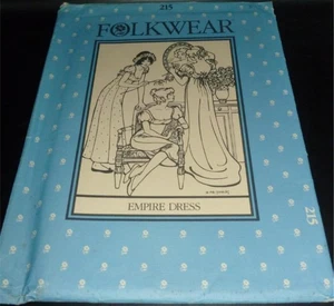 Empire Dress 1799-1815 Chemise Costume Sewing Pattern 8-14 Folkwear 215 Vtg - Picture 1 of 4