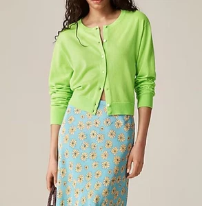 J.Crew Featherweight cashmere cardigan green 90s preppy sustainable sz M - Picture 1 of 5