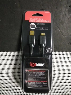 *NEW* GIGAWARE 3-FOOT(91.4CM) MICRO USB 3.0 CABLE PC-MAC-2602583 - Image 1 of 4