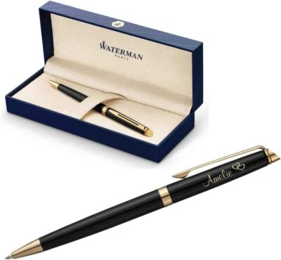 WATERMAN® Kugelschreiber Modell Hemisphere Lack-Schwarz G.C mit Gravur graviert  - Bild 1 von 4