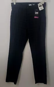Lee Damen schwarz kariert Mid Rise Regular Fit gerades Bein Stretch Strick Hose NEU - Bild 1 von 9
