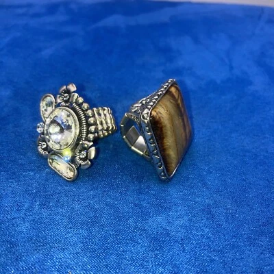 Ojo de tigre/vidrio de cristal.             Anillos banda elástica Foto 1 de 4