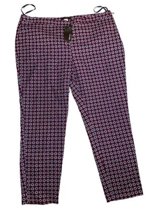 Nuevos con etiquetas Pantalones inteligentes chinos cónicos de patrón geométrico rojo George, talla 16 - Imagen 1 de 7