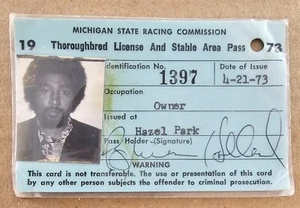 Brian Holland 1973 MI State Racing Commission License & Stable Area Pass Motown - Picture 1 of 4