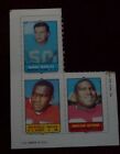 Topps Football Mini card 1969 lot of 3 different still attached to card # 2