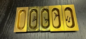 Juego/Lote de 5 tiradores de puerta empotrados vintage de 3 pulgadas tiradores de latón metal insertado al ras - Imagen 1 de 6