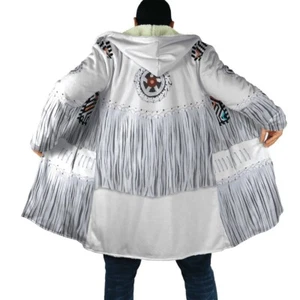 White Native American 3D All Over Printed Hooded Cloak Coa - Picture 1 of 3