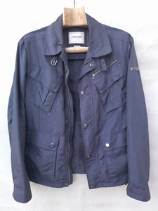 Geox Respira Jacket Mens Medium Navy Blue Breathable Military Field 4 Pockets - Picture 1 of 21