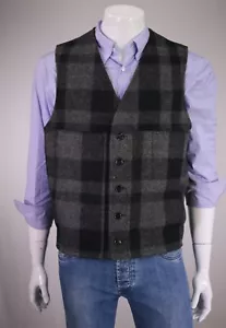 Filson Gray/Black Check Mackinaw Wool Vest Style # 20 Men's 44/Large - Picture 1 of 8