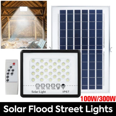 Solar Flood Light Remote LED Security Wall Street Yard Lamp Dusk to Dawn Outdoor - Image 1 of 4