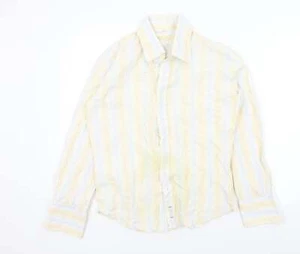 Full Circle Mens Beige Striped Cotton Button-Up Size M Collared - Picture 1 of 12