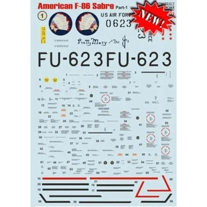 Decal airplane 1:32 F-86E Sabre Part1 complete set 2,5 leaf Print Scale 32-017 - Picture 1 of 4
