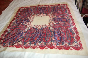 Carole Little Womens Scarf Square Silk Paisley Multi-color Wrap Red Ivory Blue - Picture 1 of 7