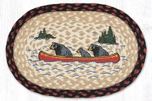 Geflochtene Tischsets (Set/2) Bären im Kanu 10x15 Zoll Tischsets Jute Hütte Dekor - Bild 1 von 1