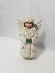 Midwest of Cannon Falls Winter Glitzer Engel hält Taube Figur Pam Schifferl - Bild 1 von 13