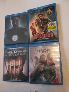Marvel Lot of 4 Blu-ray DVD MCU Ironman 1 and 3, Xmen Wolverine, Thor dark world - Picture 1 of 2