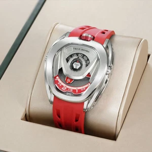 Zar Bomba Ritterlichkeit Automatikuhr austauschbare Farbe Edelstahl & rot - Bild 1 von 10